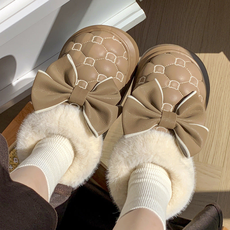 Pantoufles cocooning matelassées à nœud – Douceur d’Hiver