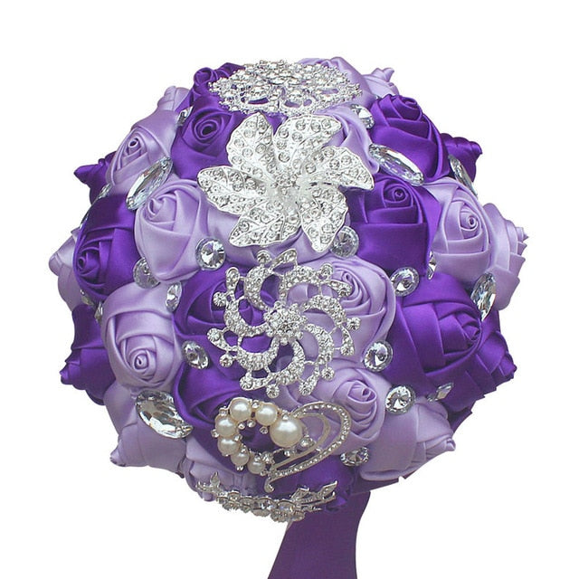 Bouquet de Mariée Éternel – Roses, Cristaux & Strass