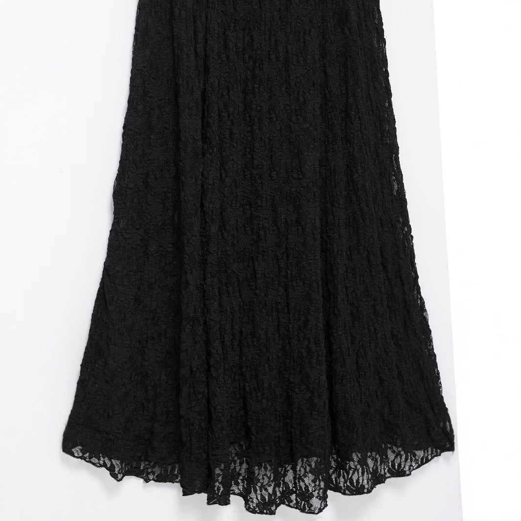 Robe Nocturne en Dentelle Noire – Dos Nu & Élégance Gothique