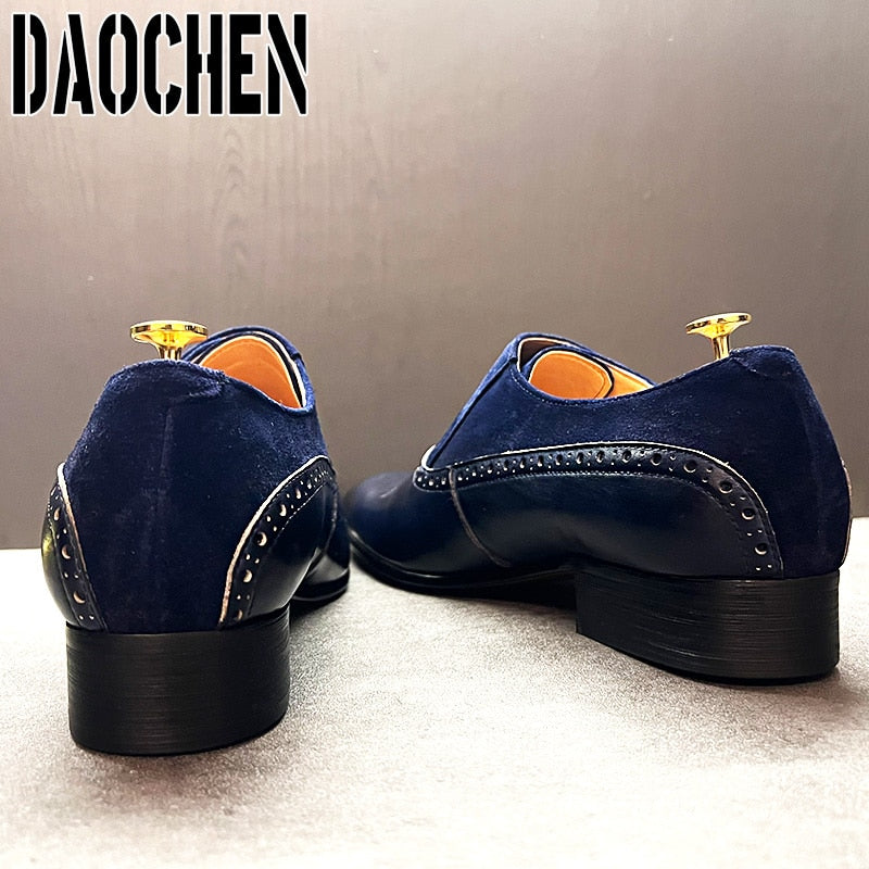 Monk des Ombres – Mocassins Homme en Cuir & Suède Bleu Nuit