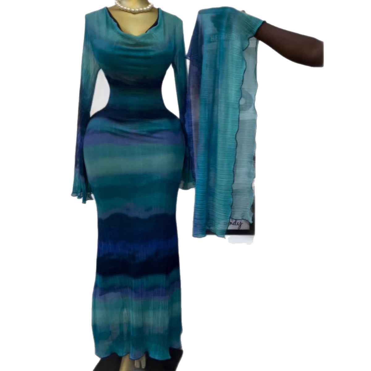 Robe Sirène des Profondeurs – Bleu Abyssal & Voiles Fluides