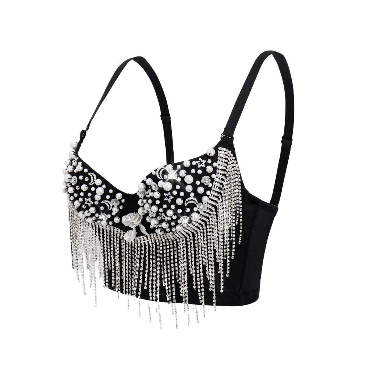 Bustier Écume de Minuit – Perles & Franges ». 🌙🥂