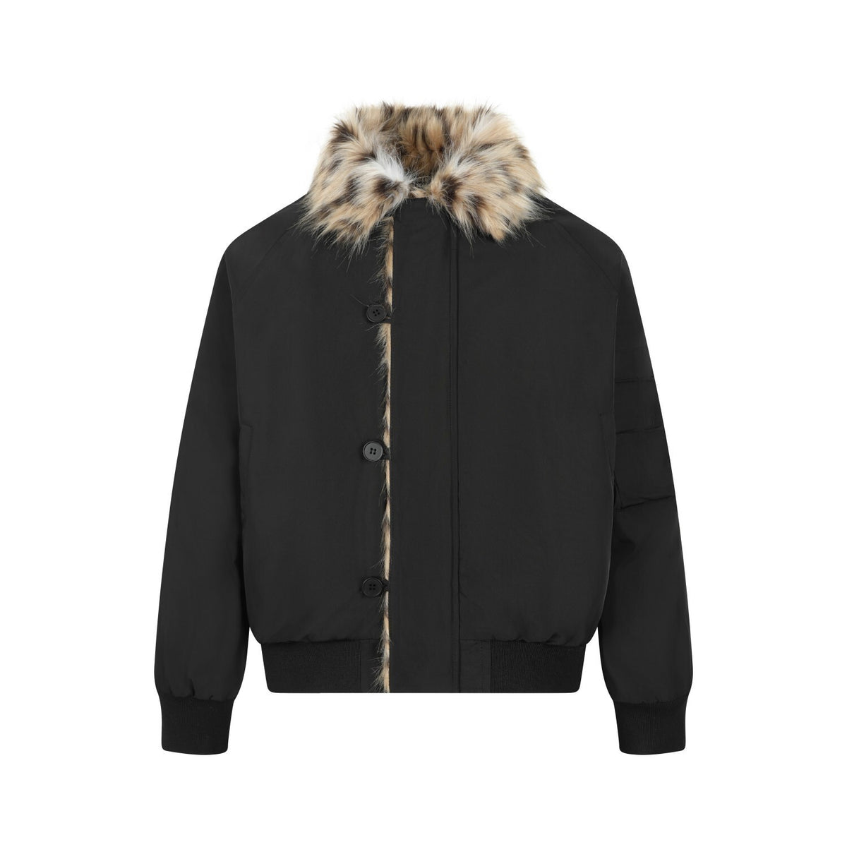 Blouson homme à col effet fourrure léopard – Élégance nocturne