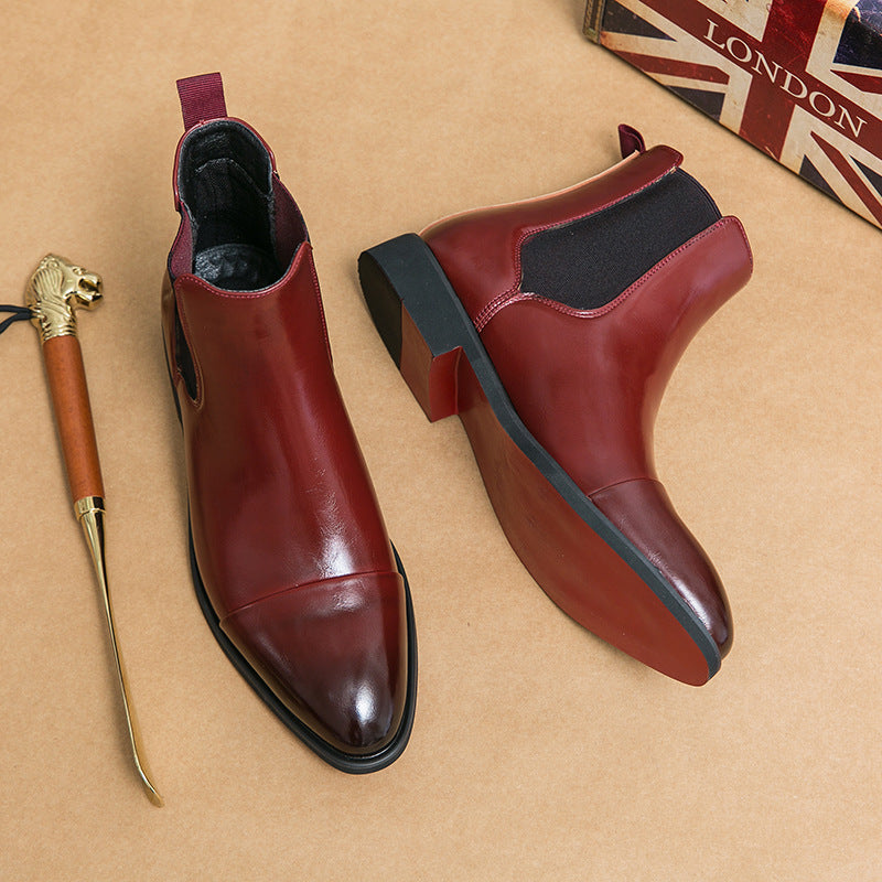 Bottines Nocturne Écarlate – Chelsea Homme à Bout Pointu
