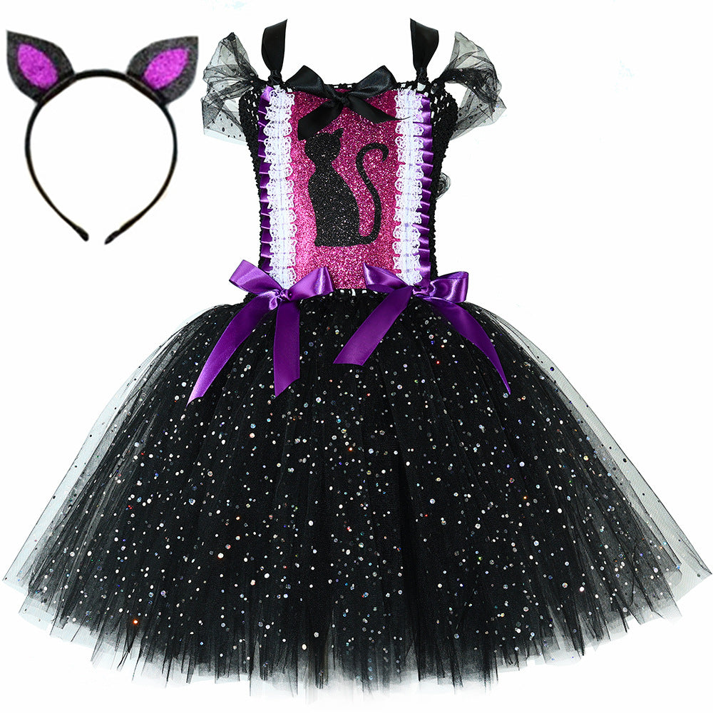 Petite Sorcière de Salem – Robe Chat Noir en Tulle