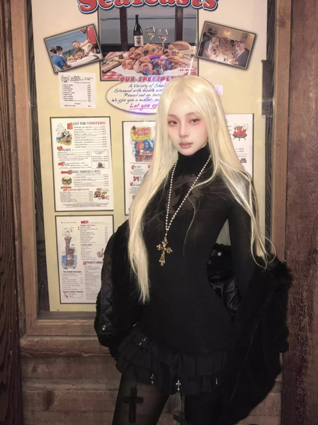 🖤 Nocturne Sacré — Jupe Gothique à Volants & Croix