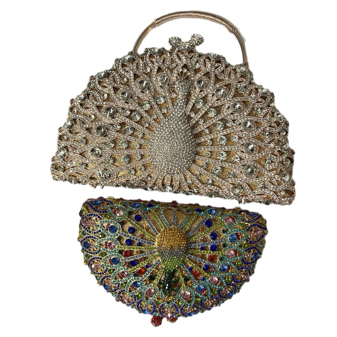Minaudière Paon Baroque – Éclat de Cristal