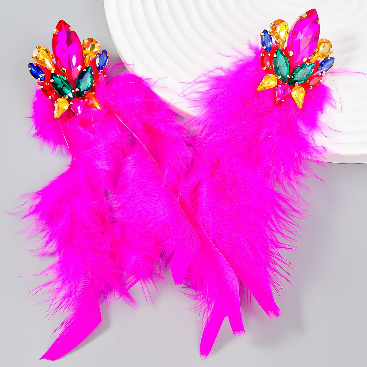 Boucles d’Oreilles Plumes & Cristaux – Éclat Bohème