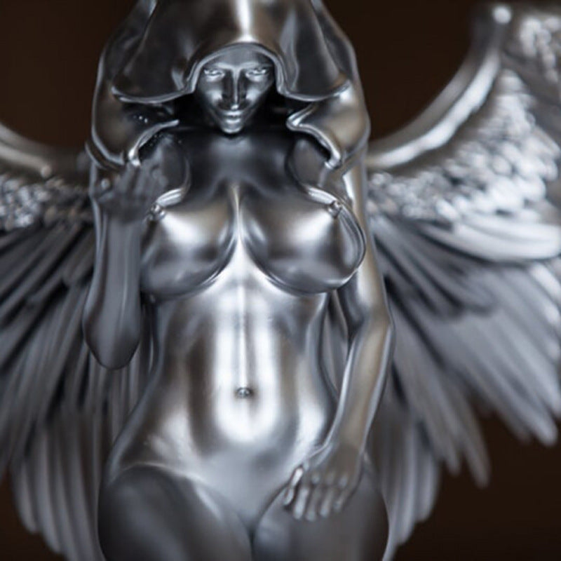 L’Ange du Silence — Figurine Ange Déchu Argenté