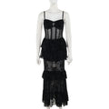Robe longue gothique en mousseline noire