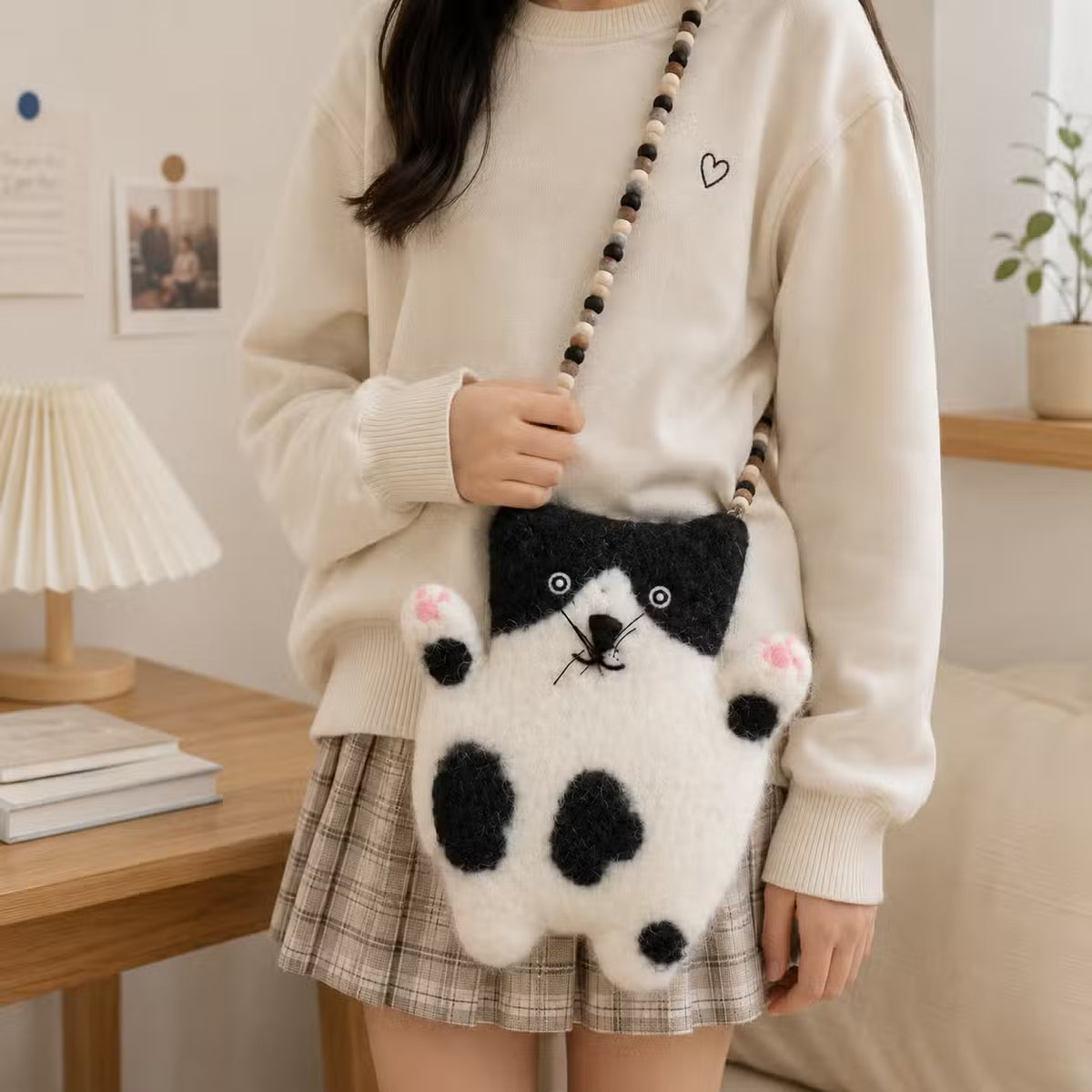 Sac bandoulière Chat Noir & Blanc – Stacy, le Familier Malicieux