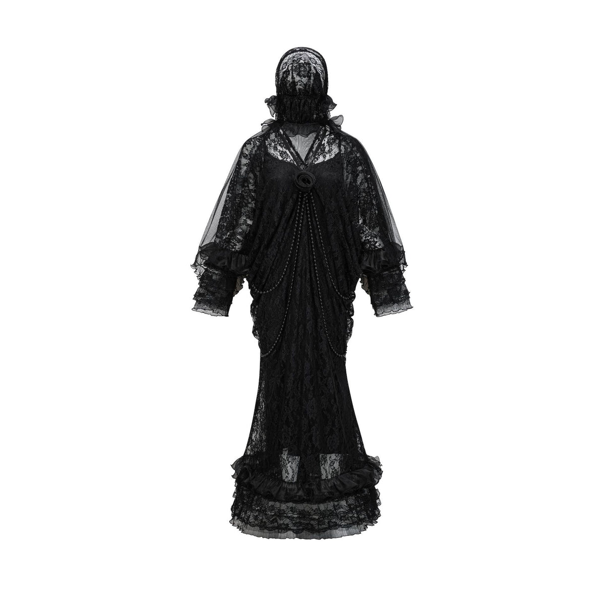 Robe Spectrale Victorienne avec Voile – Blanche ou Noire