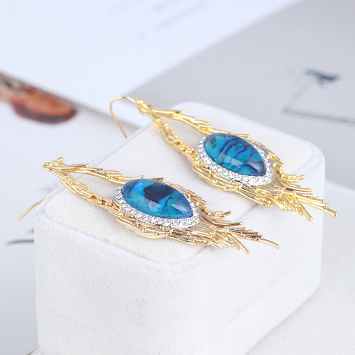 Boucles d’Oreilles Plumes du Phénix d’Azur