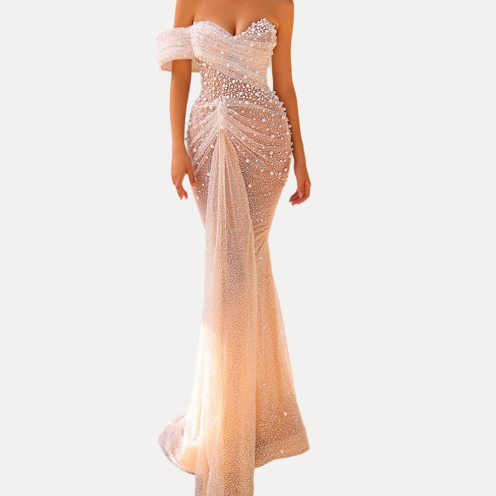 Robe Sirène Nacrée – Perles & Éclats de Givre
