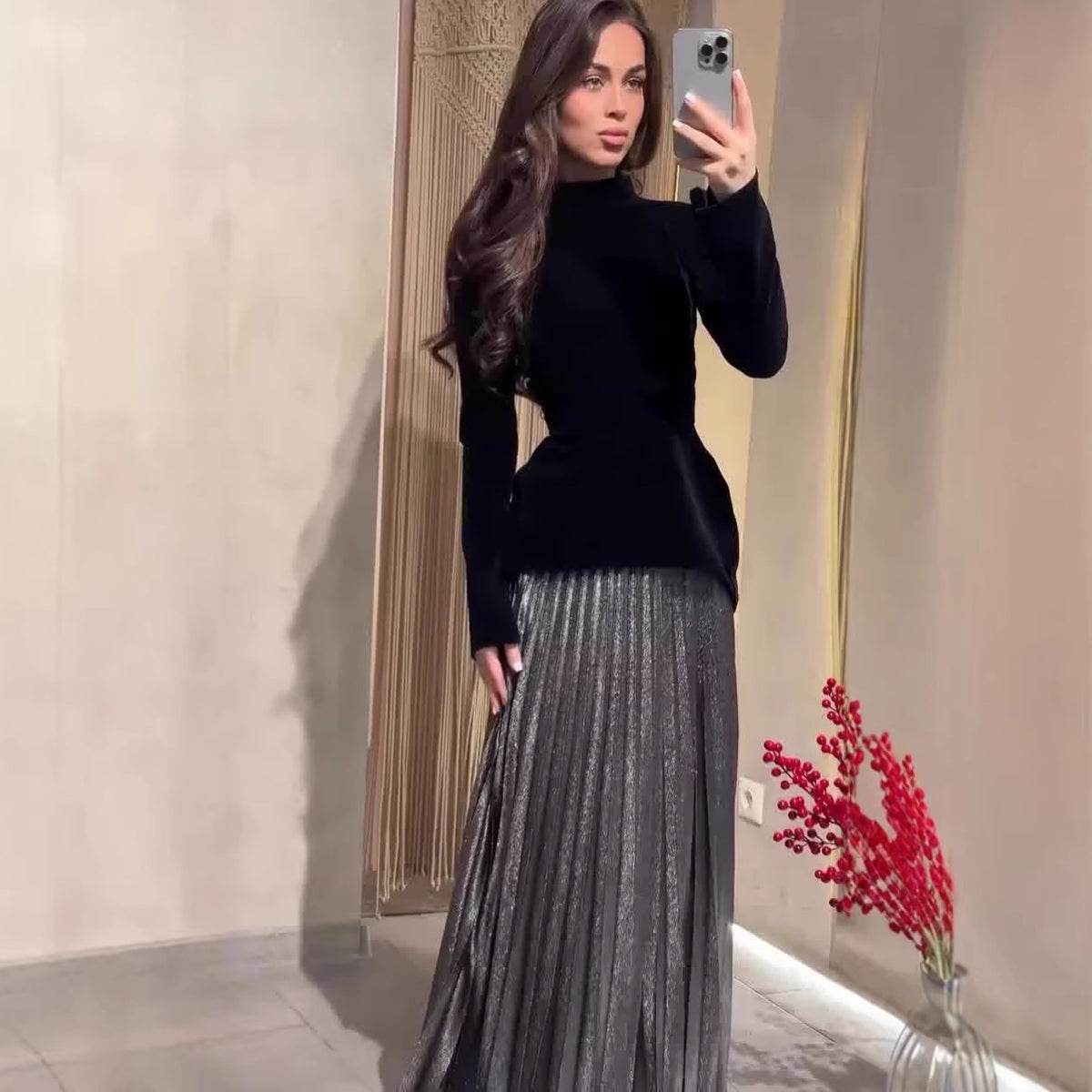Robe Longue Noire Reine des Ombres