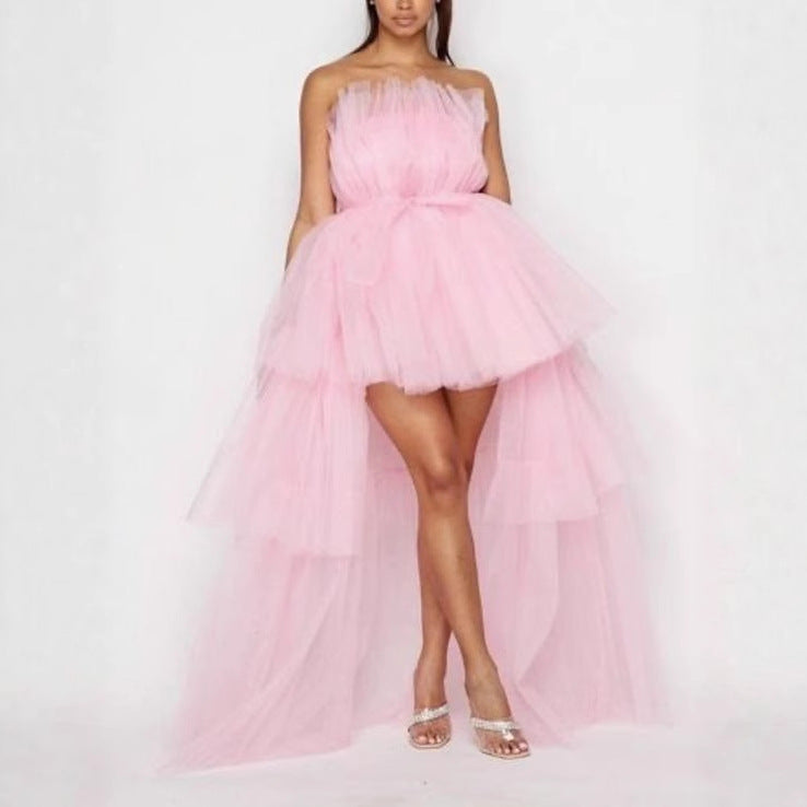 Robe Papillon en Tulle – Bustier & Traîne Asymétrique