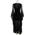 Robe Vampire en Velours Noir & Dentelle – Manches Chauve-Souris