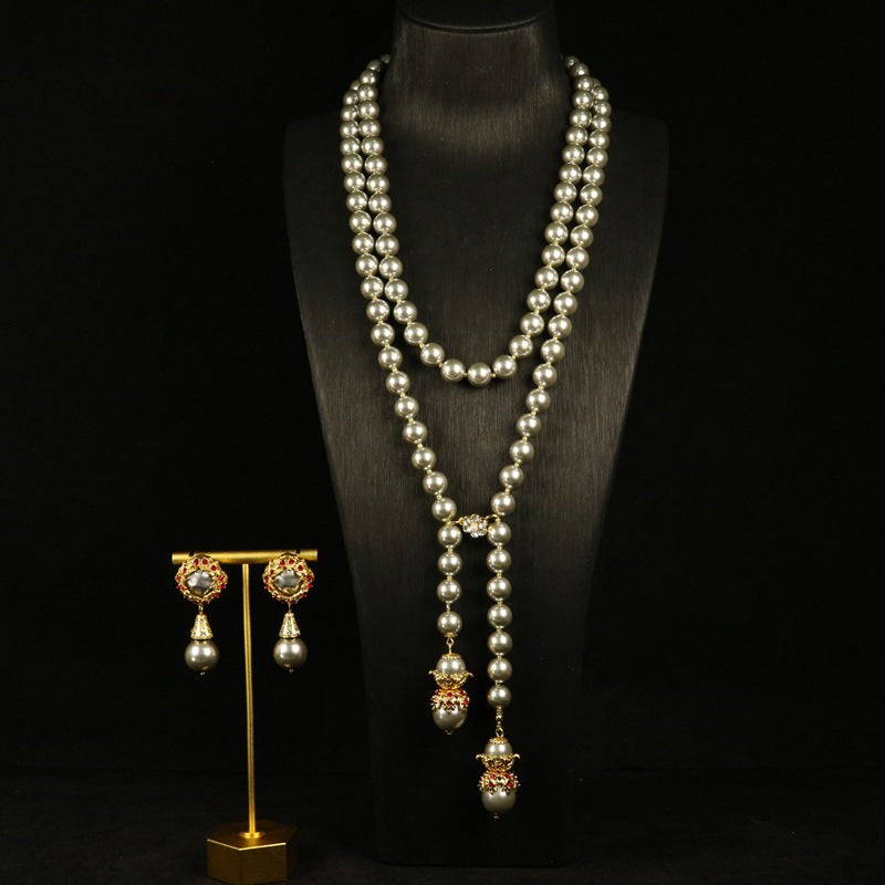 The Frozen Queen's Pearls — Necklace & Earrings Set