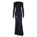 🖤 Robe longue noire « Éclipse » – Épaules structurées