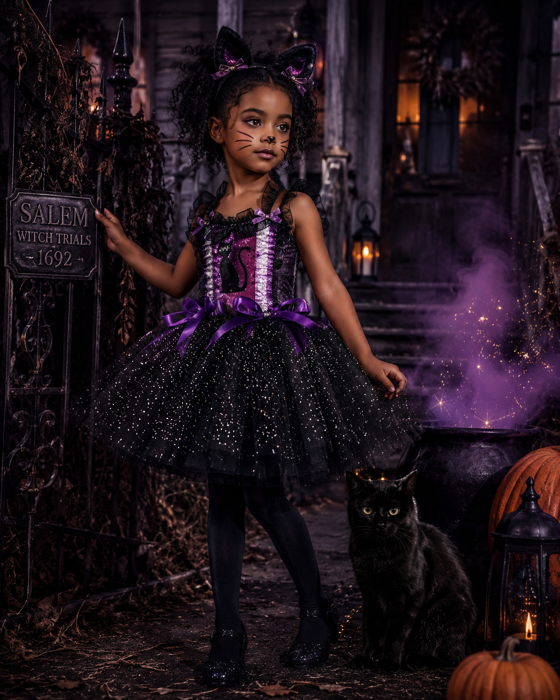 Petite Sorcière de Salem – Robe Chat Noir en Tulle
