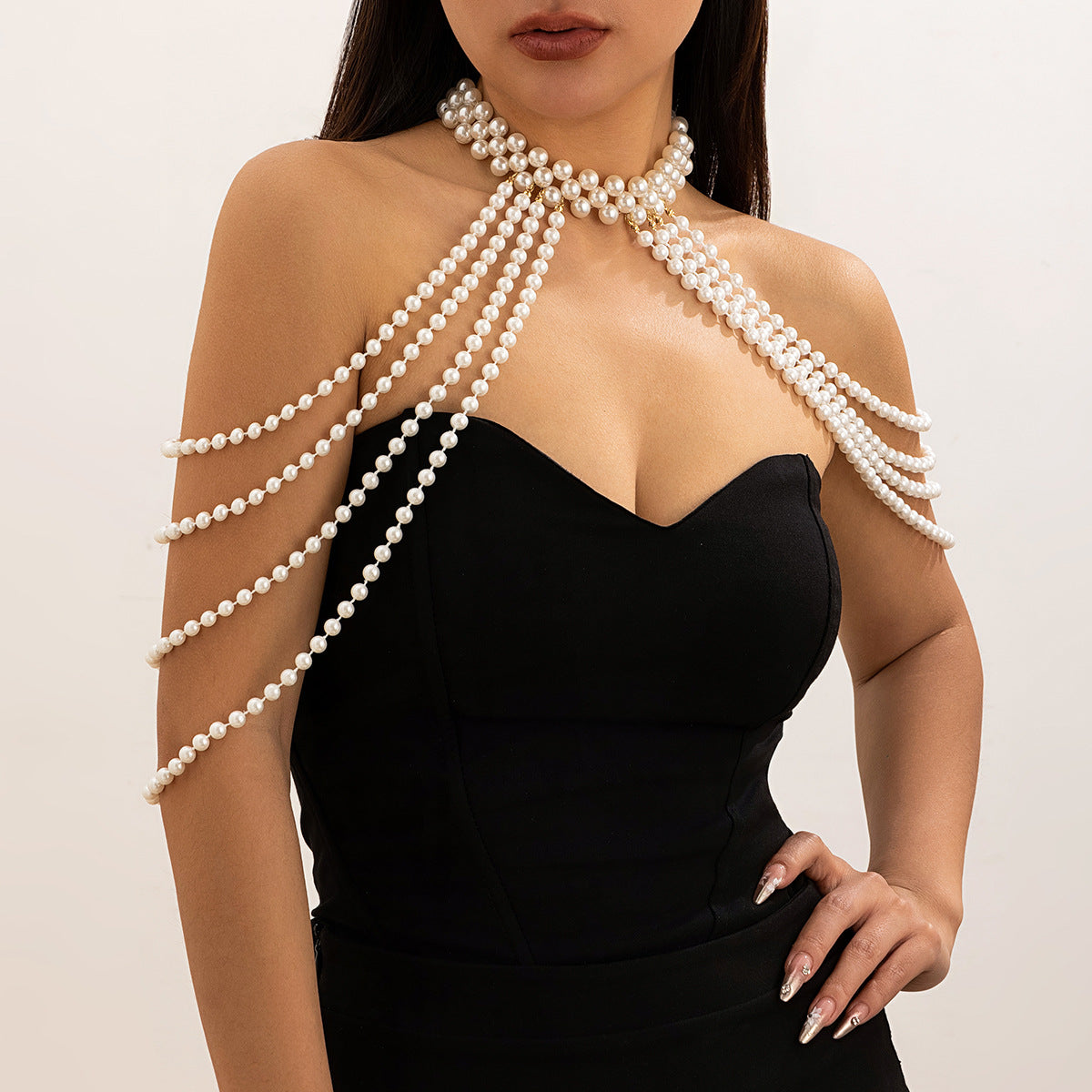 Parure de corps en perles – Drapé gothique Sirène des Abysses