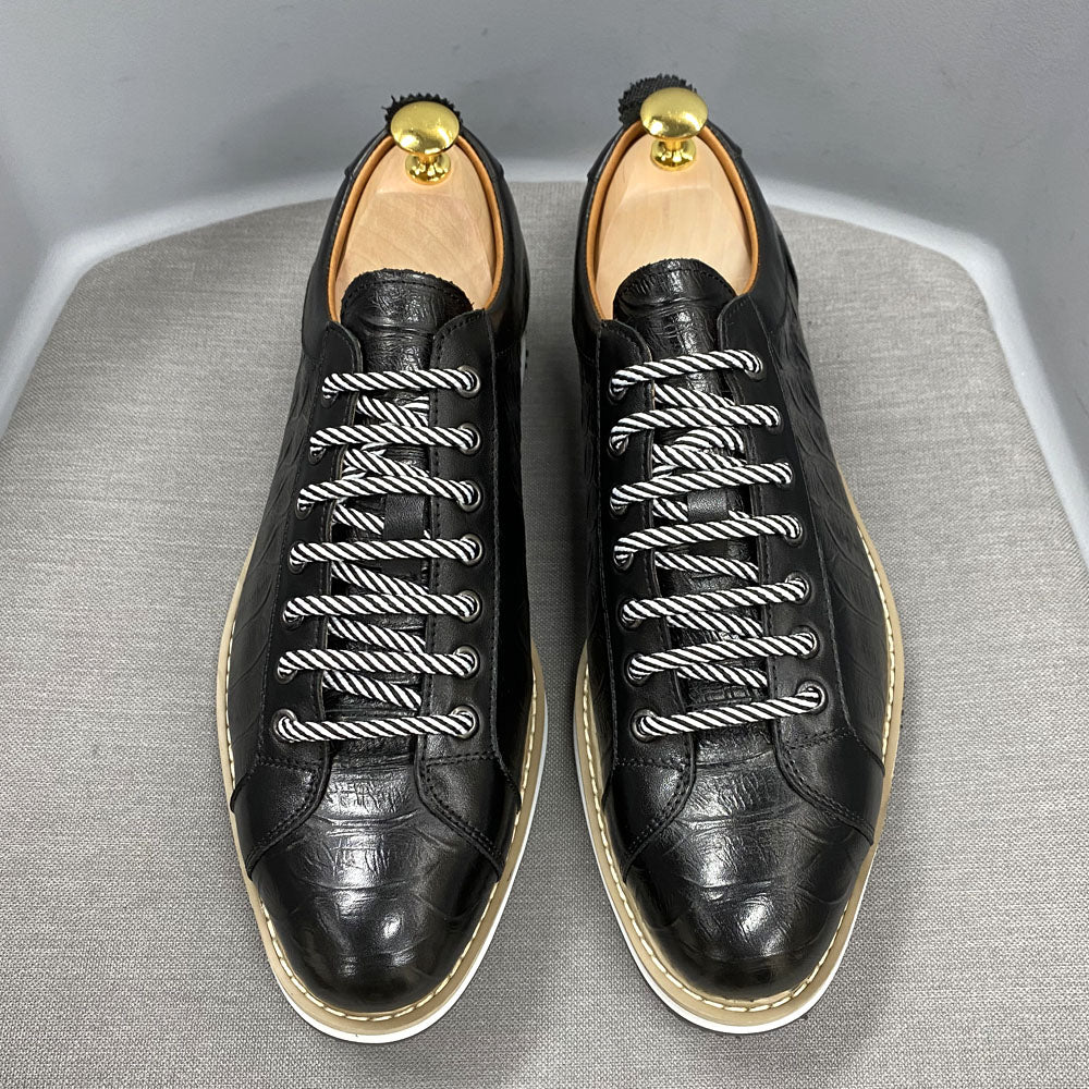 Derbies Crocodile Homme – Cuir Noir & Vert Sombre.