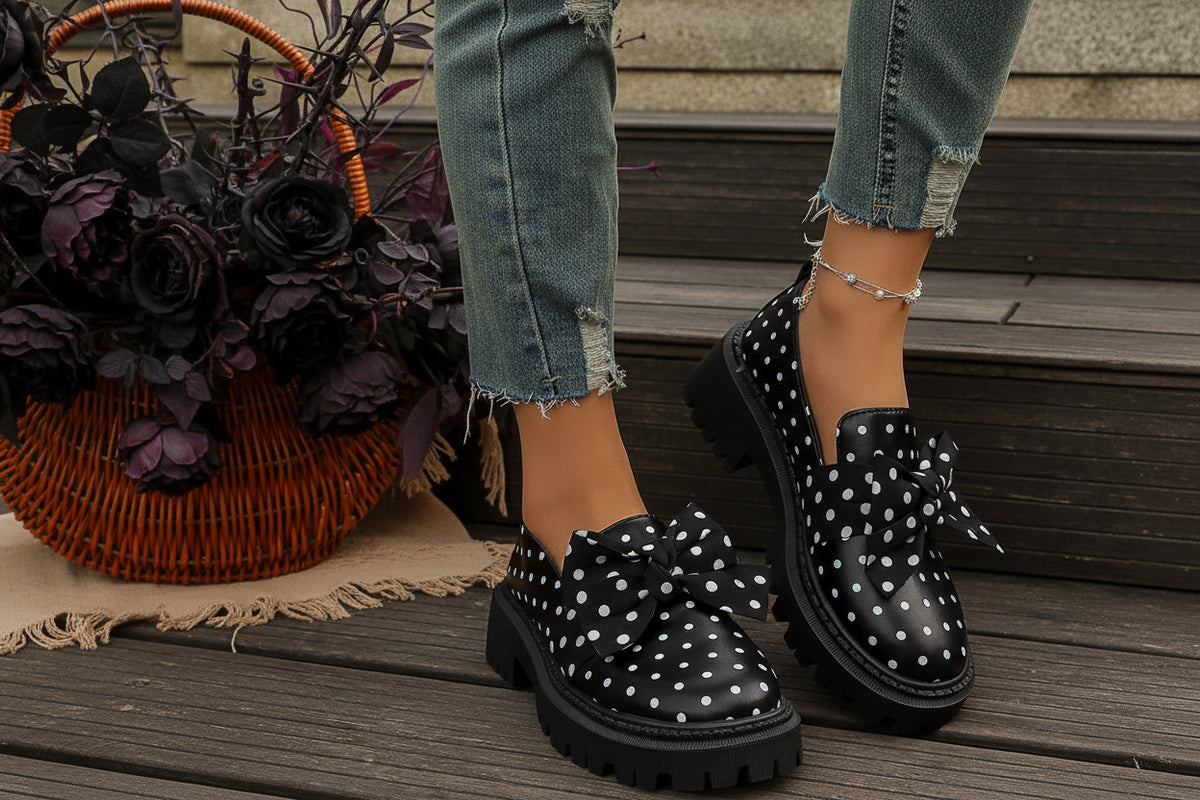 Mocassins Arlequin Nocturne – Pois & Nœud