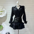 Robe Noire Élégante Effet Cuir – Anges Déchus