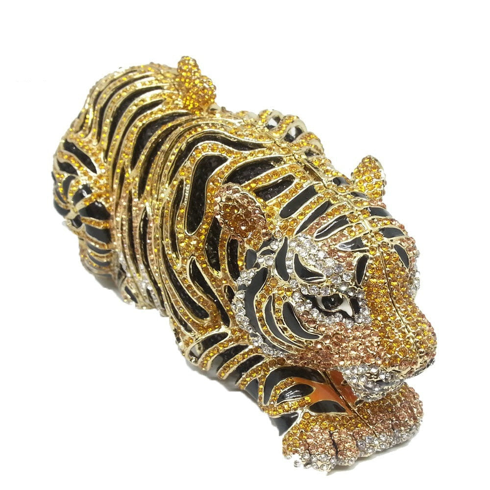 Minaudière Tigre Doré – Sac Bijou Cristaux & Strass