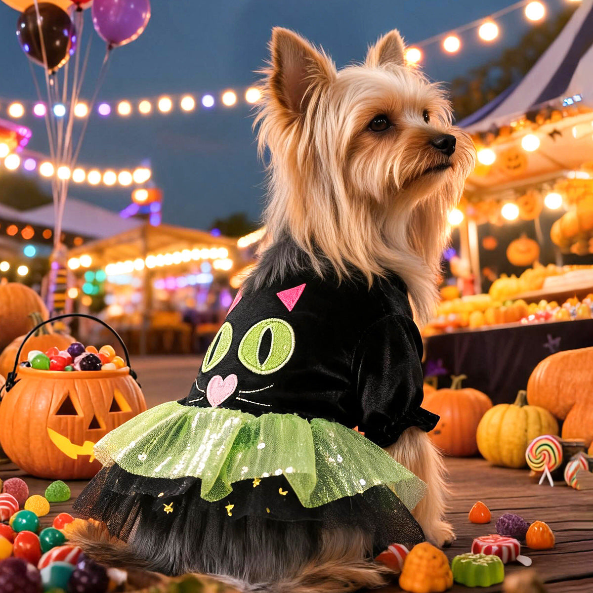 Petite Sorcière de Salem — Robe Halloween en Tulle pour Chien & Chat