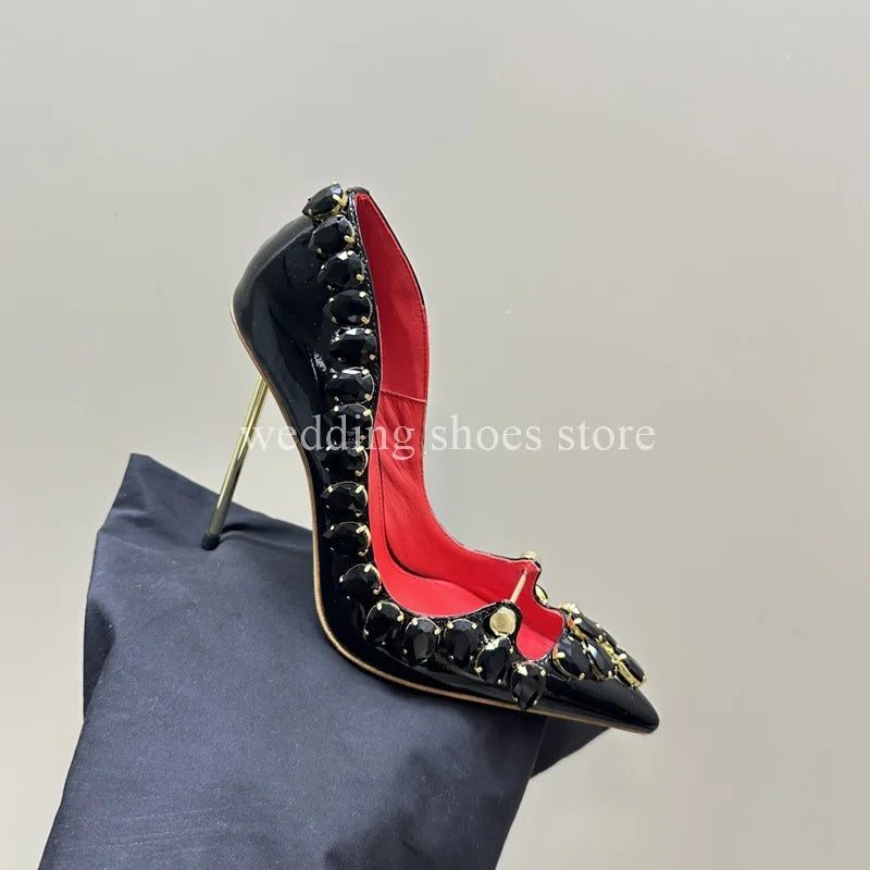 Escarpins Reine Noire – Cristaux Baroques & Talons aiguilles