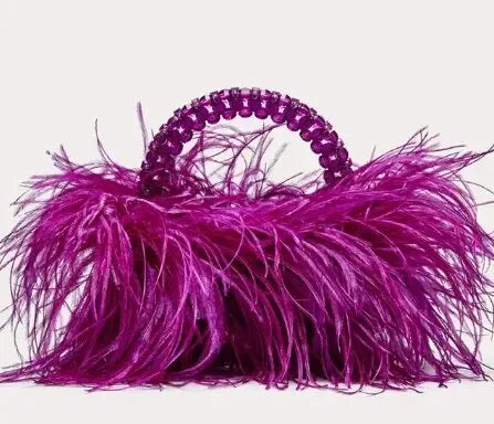 Perlenbesetzte Tasche mit Straußenfeder-Pelz Designer Marke Klare Acryl Kristallstein Box Henkeltasche Damen handgefertigte Partytasche