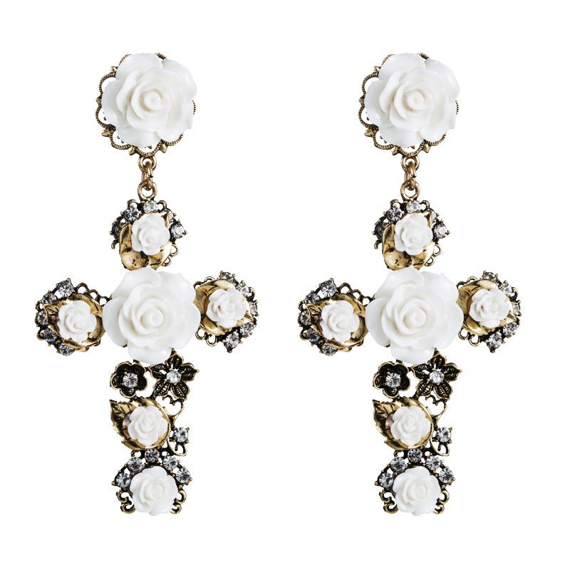 The Crosses of the Night — Baroque Rose Earrings