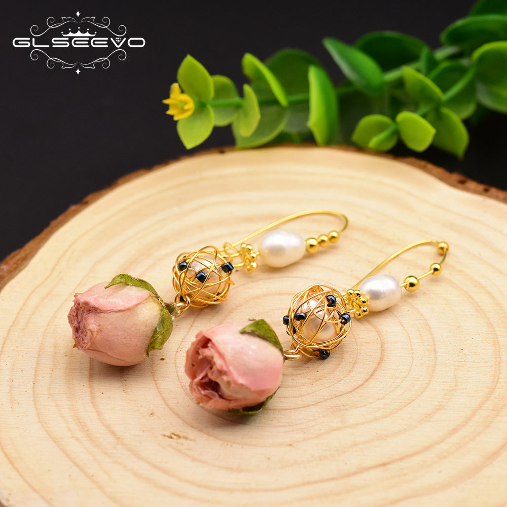 🌹 Les Perles de la Rose Engloutie — Boucles d’Oreilles Baroques