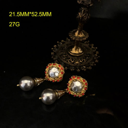 Collier long baroque de perles – Élégance des Abysses