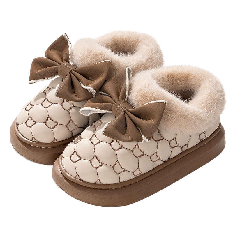 Pantoufles cocooning matelassées à nœud – Douceur d’Hiver