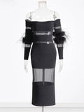 Robe Plumes de Minuit – Boudoir des Ombres
