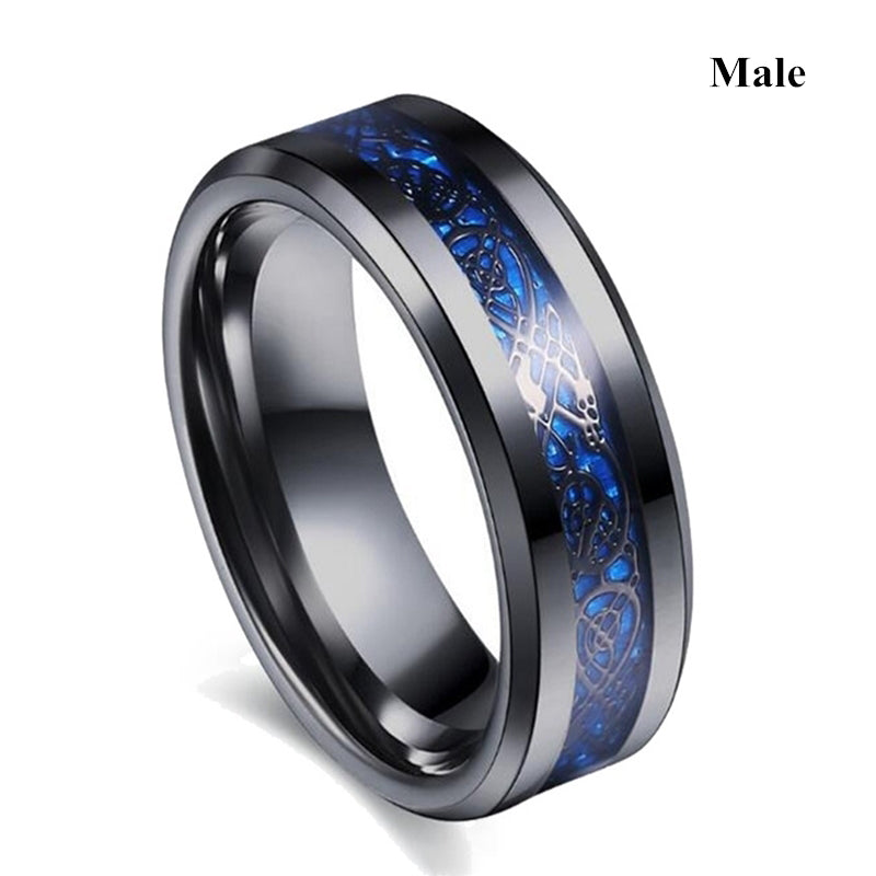Serment des Glaces – Bagues de Couple Noires & Zircon Bleu