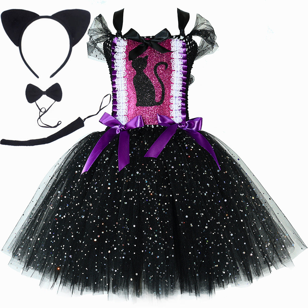 Petite Sorcière de Salem – Robe Chat Noir en Tulle