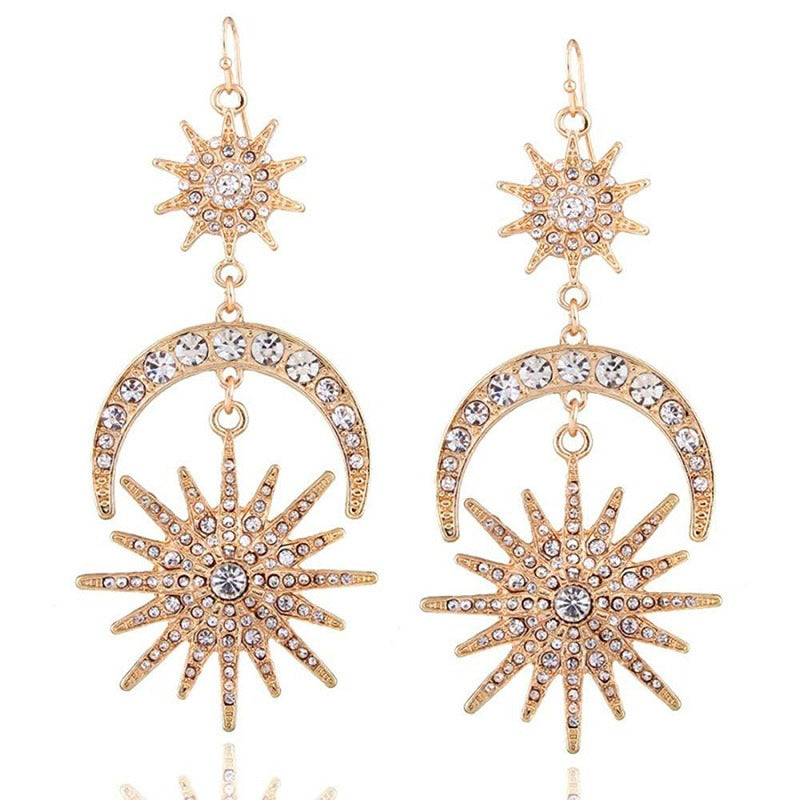 Couronne Céleste Dorée & Boucles d’Oreilles – Déesse Solaire