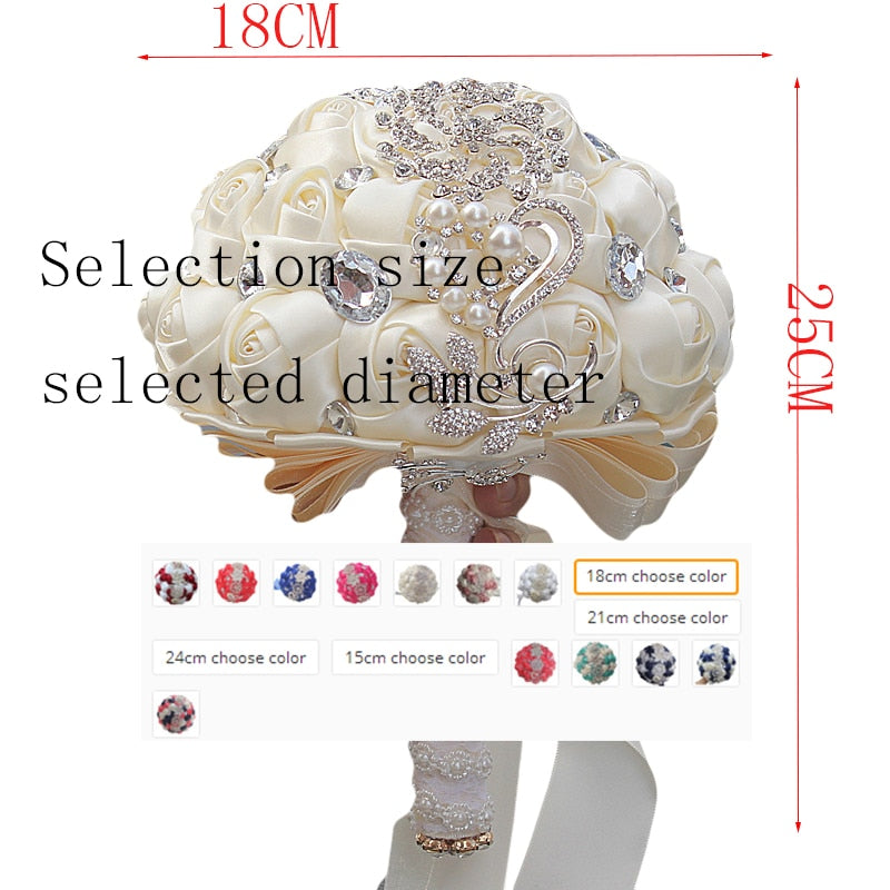 Bouquet de Mariée Éternel – Roses, Cristaux & Strass