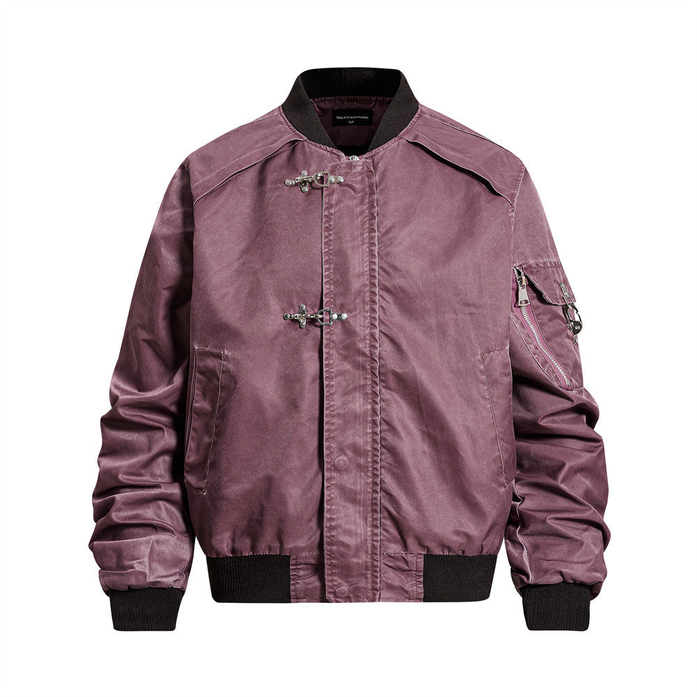 Blouson bomber gothique homme à fermoirs métalliques