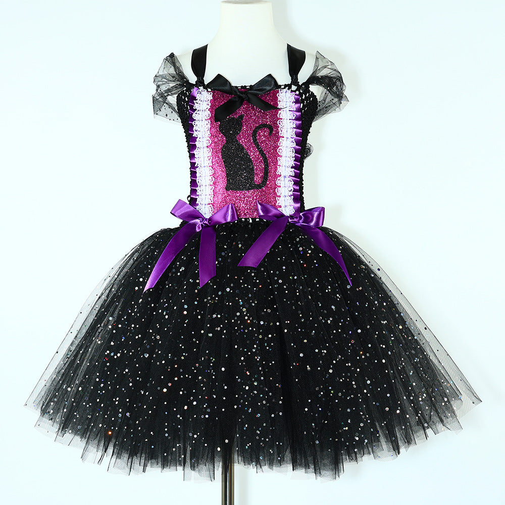 Petite Sorcière de Salem – Robe Chat Noir en Tulle