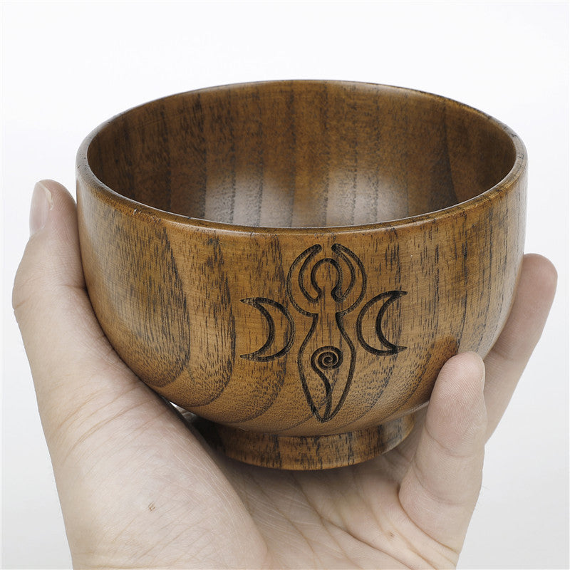🌙 Le Bol de l’Autel Lunaire — Coupe Wicca en Bois Gravé