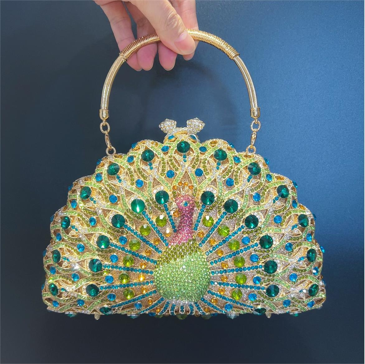 Minaudière Paon Baroque – Éclat de Cristal