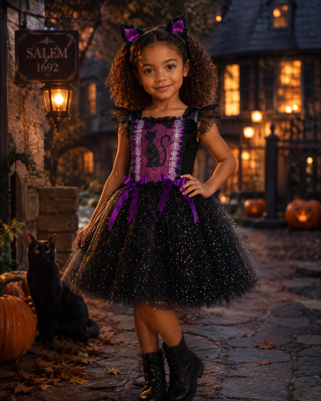Petite Sorcière de Salem – Robe Chat Noir en Tulle