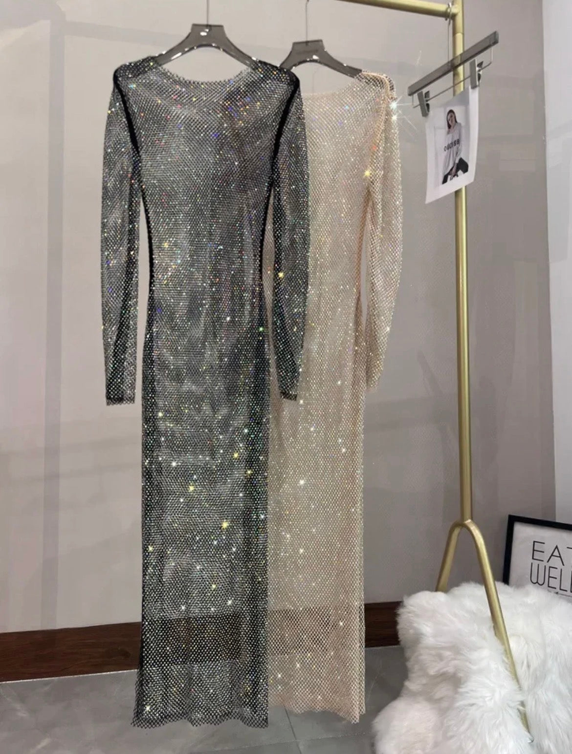 Robe Voile de Diamants – Résille Scintillante