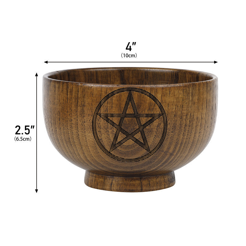 🌙 Le Bol de l’Autel Lunaire — Coupe Wicca en Bois Gravé