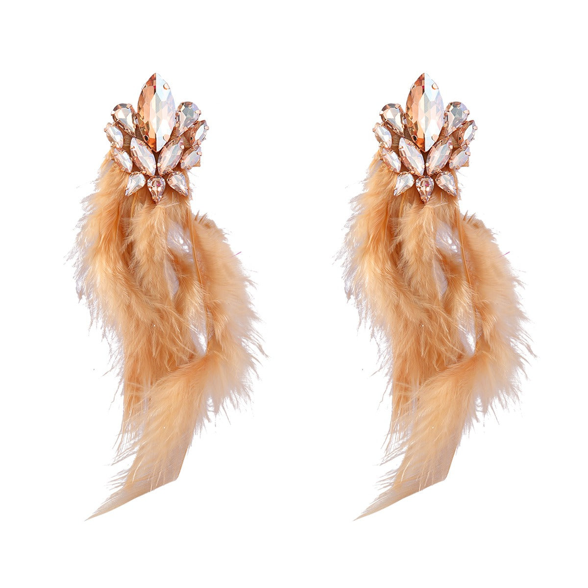 Boucles d’Oreilles Plumes & Cristaux – Éclat Bohème