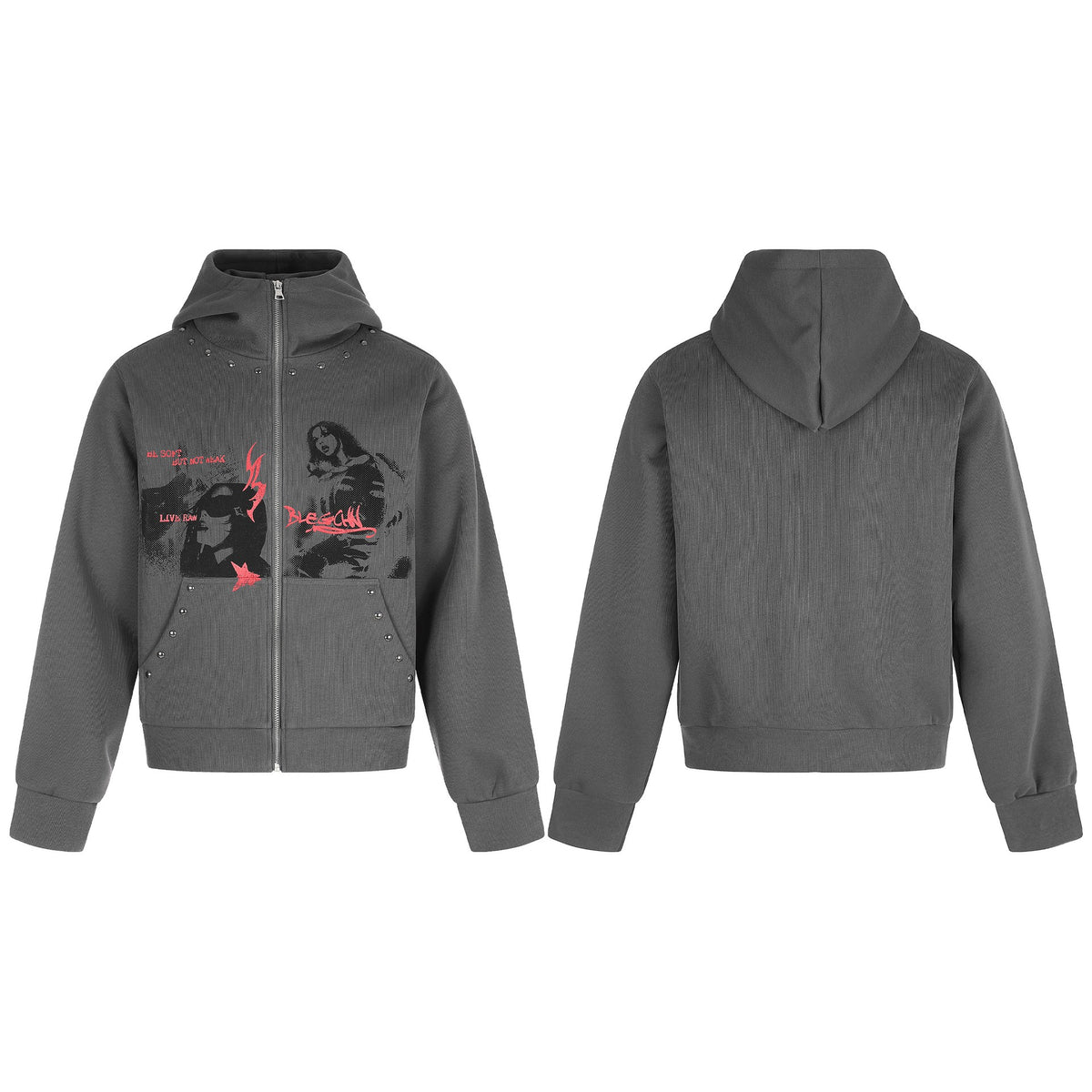 Hoodie Homme de l’Ombre – Gris anthracite & rouge